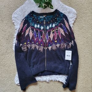Free People Embellished Bell Sleeve Zip Jacket